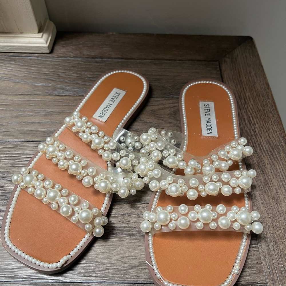 Steve Madden Women's Sandals with Pearl Accents - Brown
